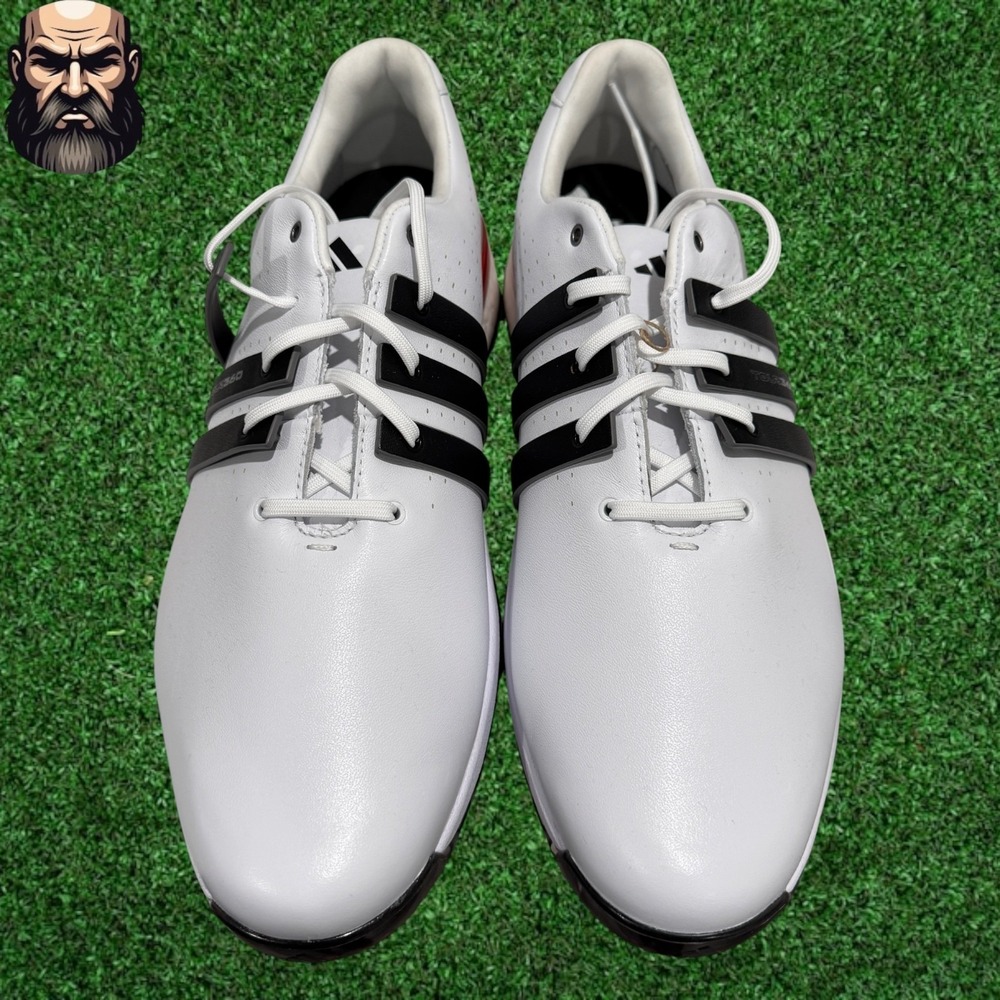 Adidas Tour 360 24 Golf Shoes White Black Red Leather Boost IH8539 Men Size 12.5 - Picture 4 of 7